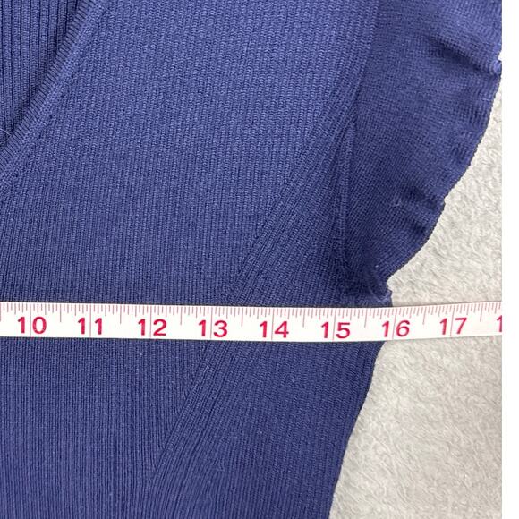 Point Sur Women's Ribbed Sweater Wool Blend Flutter Sleeve Size S Flattering Cut - Picture 3 of 7